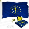 thumbnail image 1 of G128 - 6 Feet Tangle Free Spinning Flagpole (White) Indiana Flag Brass Grommets Embroidered 3x5 ft (Flag Included) Aluminum Flag Pole, 1 of 7