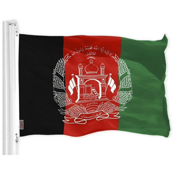 G128 Afghanistan Afghan Flag 3x5 feet Printed 150D, Indoor/Outdoor, Vibrant Colors, Brass Grommets, Quality Polyester, Much Thicker More Durable Than 100D 75D Polyester