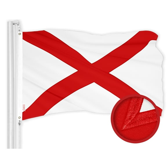 G128 Alabama AL State Flag | 3x5 Ft | ToughWeave Series Embroidered 300D Polyester | Embroidered Design, Indoor/Outdoor, Brass Grommets