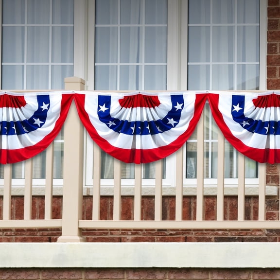 G128- 4th of July décor 1.5x3 ft Patriotic Decoration Printed American Fan Flag USA Bunting