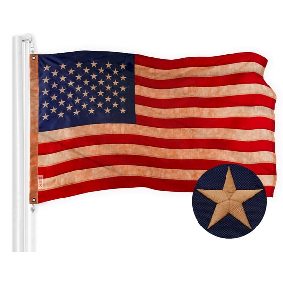G128 American US USA Tea Stained Flag 2.5x4FT Embroidered Polyester