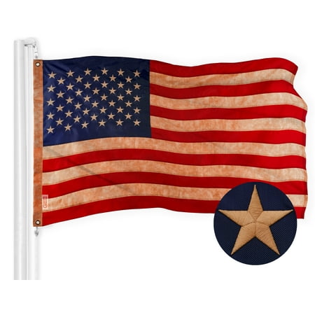 G128 American US USA Tea Stained Flag 2x3FT Embroidered Polyester