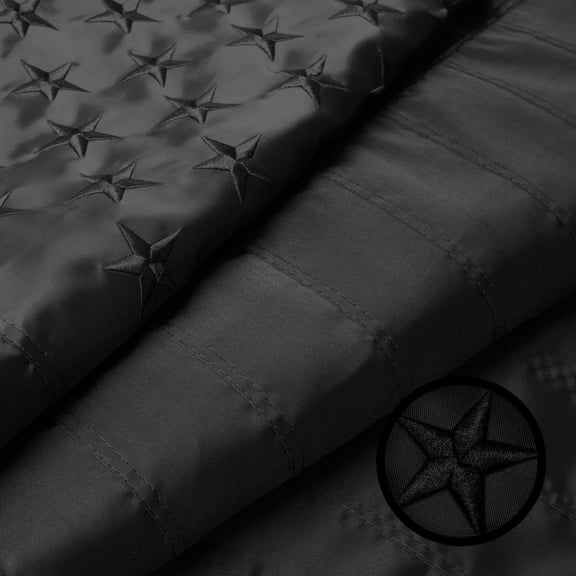G128 American USA All Black Flag | 4x6 Ft | ToughWeave Series Embroidered 210D Polyester | Embroidered Stars, Sewn Stripes, Indoor/Outdoor, Vibrant Colors, Brass Grommets