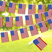 G128 American Bunting 8.2 x 5.5 In USA Banner 33 ft String Printed 150D Polyester, School, Festival Sports Events