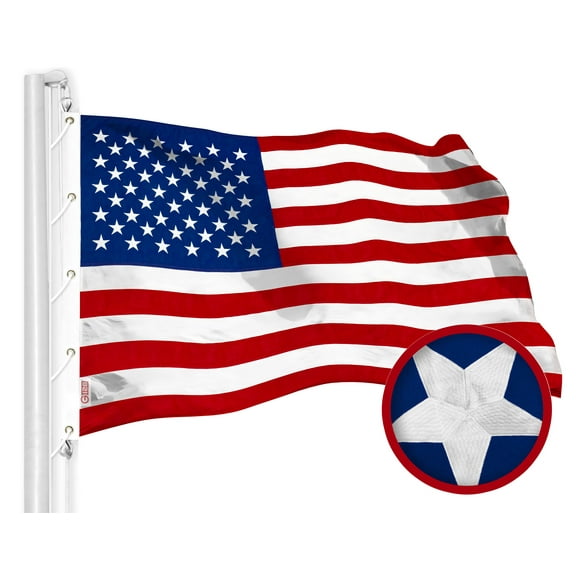 G128 American USA Flag | 10x19 Ft | StormFlyer Series Embroidered 220GSM Spun Polyester | Country Flag, Embroidered Stars, Sewn Stripes, Indoor/Outdoor, Brass Grommets, Heavy Duty, All Weather