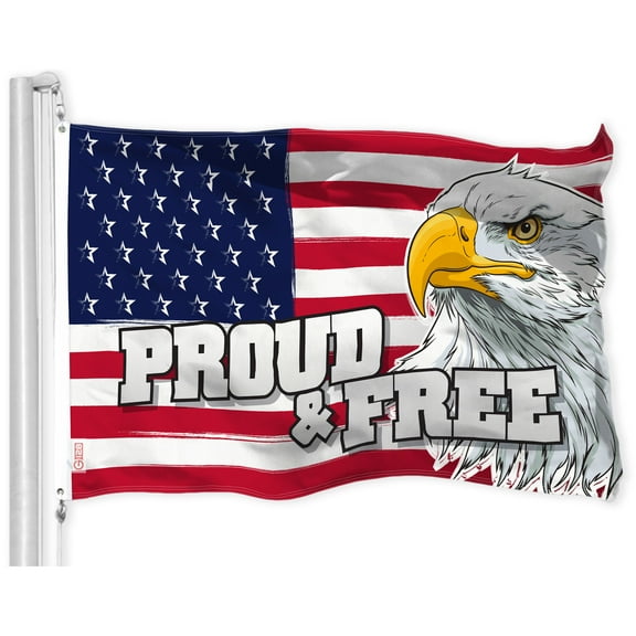 G128 American USA Proud & Free Eagle Flag | 3x5 Ft | LiteWeave Pro Series Printed 300D Polyester | Indoor/Outdoor, Vibrant Colors, Brass Grommets, Thicker and More Durable Than 100D Polyester
