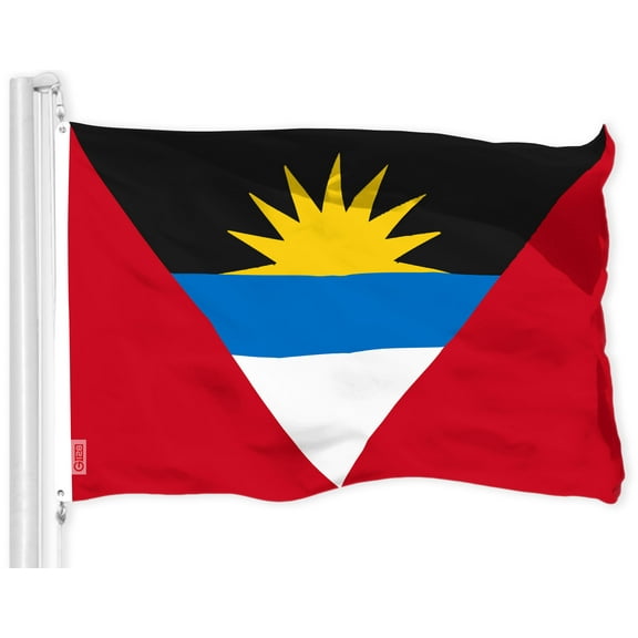 G128 Antigua and Barbuda Antiguan and Barbudan Flag | 3x5 Ft | LiteWeave Pro Series Printed 150D Poly | Country Flag, Vibrant Colors, Brass Grommets, Thicker and More Durable Than 100D 75D Polyester