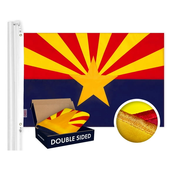 G128 – Arizona State Flag | 3x5 feet | Double Sided Embroidered 210D – Indoor/Outdoor, Brass Grommets, Heavy Duty Polyester, 2-ply