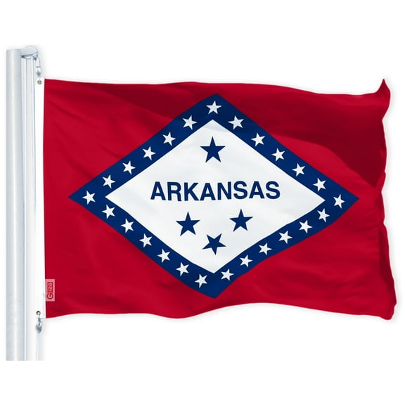 G128 Arkansas State Flag | 3x5 feet | Printed 150D Indoor/Outdoor, Vibrant Colors, Brass Grommets, Quality Polyester, Much Thicker More Durable Than 100D 75D Polyester