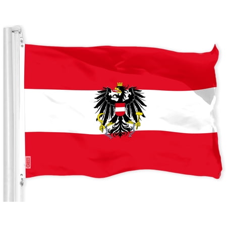 G128 Austria Austrian Coat of Arms Flag | 3x5 Ft | LiteWeave Pro Series Printed 150D Poly | Country Flag, Indoor/Outdoor, Vibrant Colors, Brass Grommets