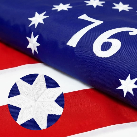 G128 Heavy Duty Flag, 1x1.5 ft, Embroidered Bennington 76, Historical Flag, 4th of July, Grommets
