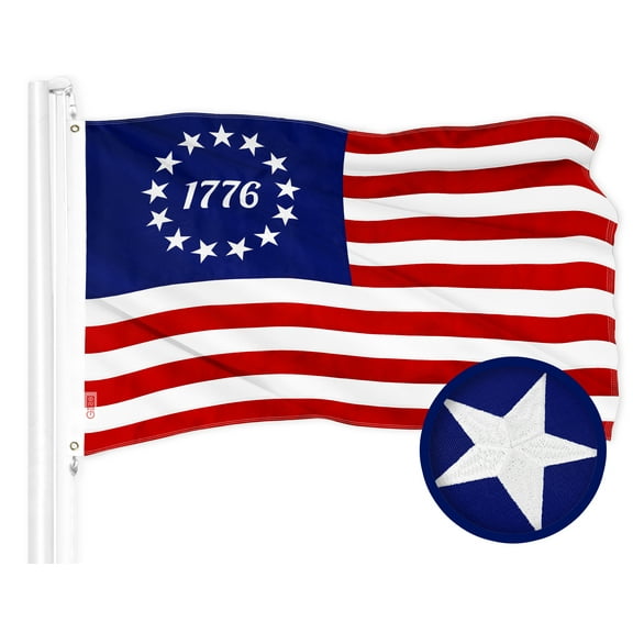 G128 Betsy Ross 1776 Flag | 1x1.5 Ft | ToughWeave Series Embroidered 300D Polyester | Historical Flag, Embroidered Design, Indoor/Outdoor, Brass Grommets