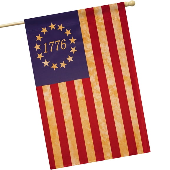 G128 Betsy Ross 1776 Tea Stained House Flag Printed 28x40IN Double Sided Blockout Fabric