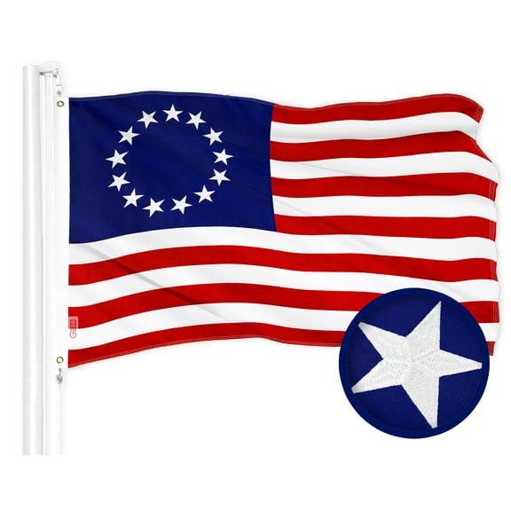 G128 Betsy Ross Flag | 3x5 Ft | ToughWeave Series Embroidered 300D Polyester | Historical Flag, Embroidered Design, Indoor/Outdoor, Brass Grommets