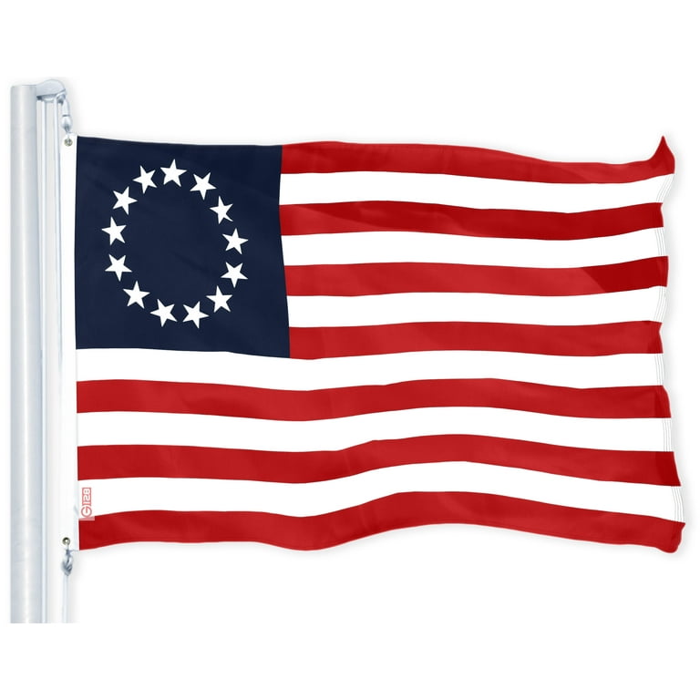 G128 Betsy Ross Historical American Flag 3x5 feet Printed 150D Quality Polyester Indoor Outdoor Vibrant Colors Brass Grommets Much Thicker More Durable than 100D 75D Polyester 13 Star Flag Walmart
