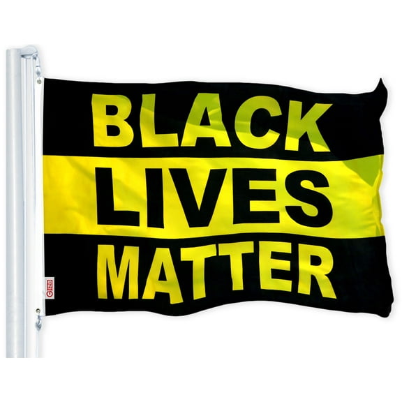 G128  Black Lives Matter (Black/Yellow) Flag | 3x5 feet | Printed 150D Quality Polyester  Indoor/Outdoor, Vibrant Colors, Brass Grommets, Much Thicker More Durable Than 100D 75D Polyester