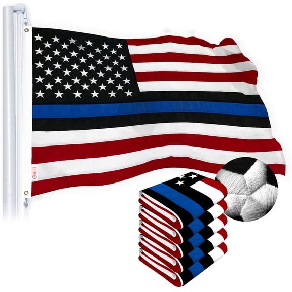 G128 Blue Lives Matter Flag 4x6 FT 5-Pack Police Flag Embroidered Spun Polyester