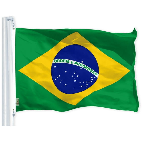 G128 Brazil Brazilian Flag 3x5 ft Printed Brass Grommets 150D Quality Polyester Flag Indoor/Outdoor - Much Thicker and More Durable than 100D and 75D Polyester