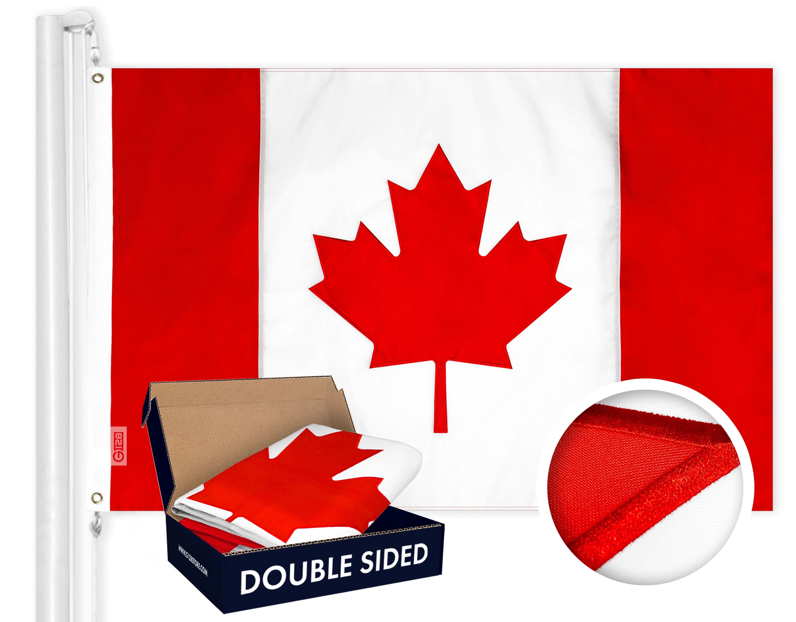 2x3 FT Red and White Double Sided Canadian Flag