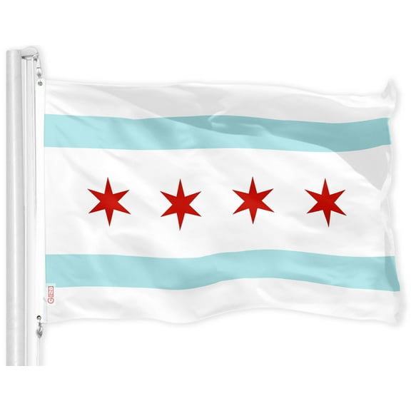 G128  Chicago City Flag | 3x5 feet | Printed 150D Quality Polyester  Much Thicker More Durable than 100D 75D Polyester
