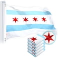 thumbnail image 1 of G128 Chicago Flag 2x3 Ft 5-Pack Heavy Duty Spun Polyester 220GSM Embroidered Tough, Durable, Indoor/Outdoor, Vibrant Colors, Brass Grommet, 1 of 9