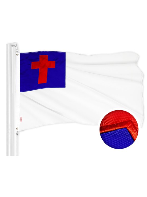 Christian Flag | 1x1.5 Ft | ToughWeave Series Embroidered 300D Polyester | Religious Flag, Embroidered Design, Indoor/Outdoor, Brass Grommets