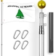 thumbnail image 1 of G128 Combo Pack: 16 Ft Telescoping Aluminum Flagpole (Silver) & An Appeal to Heaven Flag 3x5 Ft, ToughWeave Series Embroidered 300D Polyester | Pole with Flag Included, 1 of 9