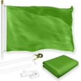 thumbnail image 1 of G128 Combo Pack: 5 Ft Tangle Free Aluminum Spinning Flagpole (White) & Solid Lime Green Color Flag 2.5x4 Ft, LiteWeave Pro Series Printed 150D Polyester | Pole with Flag Included, 1 of 9