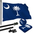 thumbnail image 1 of G128 Combo Pack: 5 Ft Tangle Free Spinning Flagpole (Black) & South Carolina Flag 2x3 Ft Embroidered 220GSM Spun Polyester, Brass Grommets (Flag Included) Aluminum Flag Pole, 1 of 9