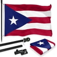 thumbnail image 1 of G128 Combo Pack: 6 Feet Tangle Free Spinning Flagpole (Black) Puerto Rico Puerto Rican Flag 3x5 ft Printed 150D Brass Grommets (Flag Included) Aluminum Flag Pole, 1 of 9