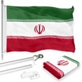 thumbnail image 1 of G128 Combo Pack: 6 Feet Tangle Free Spinning Flagpole (Silver) Iran Iranian Flag 3x5 ft Printed 150D Brass Grommets (Flag Included) Aluminum Flag Pole, 1 of 8
