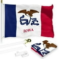 thumbnail image 1 of G128 Combo Pack: 6 Feet Tangle Free Spinning Flagpole (White) Iowa IA State Flag 3x5 ft Printed 150D Brass Grommets (Flag Included) Aluminum Flag Pole, 1 of 9