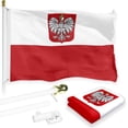 thumbnail image 1 of G128 Combo Pack: 6 Feet Tangle Free Spinning Flagpole (White) Poland Polish Flag 3x5 ft Printed 150D Brass Grommets (Flag Included) Aluminum Flag Pole, 1 of 9