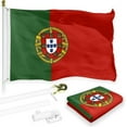 thumbnail image 1 of G128 Combo Pack: 6 Feet Tangle Free Spinning Flagpole (White) Portugal Portuguese Flag 3x5 ft Printed 150D Brass Grommets (Flag Included) Aluminum Flag Pole, 1 of 9