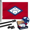 thumbnail image 1 of G128 Combo Pack: 6 Ft Tangle Free Aluminum Spinning Flagpole (Black) & Arkansas AR State Flag 3x5 Ft, Double ToughWeave Series Double Sided Embroidered 210D Polyester | Pole with Flag Included, 1 of 9