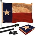 thumbnail image 1 of G128 Combo Pack: 6 Ft Tangle Free Aluminum Spinning Flagpole (Black) & Texas Tea-Stained Flag 3x5 Ft, LiteWeave Pro Series Printed 300D Polyester | Pole with Flag Included, 1 of 9