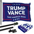 thumbnail image 1 of G128 Combo Pack: 6 Ft Tangle Free Aluminum Spinning Flagpole (Black) & 2024 Election Take America Back Blue Flag | 3x5 Ft | LiteWeave Pro Series Printed 150D | Pole with Flag Included, 1 of 9