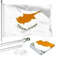 thumbnail image 1 of G128 Combo Pack: 6 Ft Tangle Free Aluminum Spinning Flagpole (Silver) & Cyprus Cypriot Flag 3x5 Ft LiteWeave Pro Series Printed 150D Polyester | Pole with Flag Included, 1 of 9