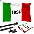 thumbnail image 1 of G128 Combo Pack: 6 Ft Tangle Free Spinning Flagpole (Black) & Alamo 1824 Flag 3x5 Ft Printed 150D Polyester, Brass Grommets (Flag Included) Aluminum Flag Pole, 1 of 9