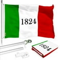 thumbnail image 1 of G128 Combo Pack: 6 Ft Tangle Free Spinning Flagpole (Silver) & Alamo 1824 Flag 3x5 Ft Printed 150D Polyester, Brass Grommets (Flag Included) Aluminum Flag Pole, 1 of 9