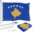 thumbnail image 1 of G128 Combo Pack: 6 Ft Tangle Free Spinning Flagpole (Silver) & Kosovo Flag 3x5 Ft Printed 150D Polyester, Brass Grommets (Flag Included) Aluminum Flag Pole, 1 of 9