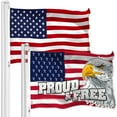 thumbnail image 1 of G128 Combo Pack: American USA Flag 150D 3x5 Ft & American USA Proud & Free Eagle Flag 300D 3x5 Ft | Both LiteWeave Pro Series Printed Polyester, Brass Grommets, 1 of 9