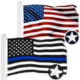 thumbnail image 1 of G128 Combo Pack: American USA Flag 20x30 In & Thin Blue Line Flag 20x30 In | Both ToughWeave Series Embroidered 300D Polyester, Embroidered Design, Indoor/Outdoor, Brass Grommets, 1 of 9