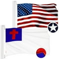 thumbnail image 1 of G128 Combo Pack: American USA Flag 2x3 Ft & Christian Flag 2x3 Ft | Both ToughWeave Series Embroidered 300D Polyester, Embroidered Design, Indoor/Outdoor, Brass Grommets, 1 of 9