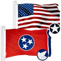 G128 Combo Pack: American USA Flag 2x3 Ft & Tennessee TN State Flag 2x3 Ft | Both ToughWeave Series Embroidered Polyester, Embroidered Design, Indoor/Outdoor, Brass Grommets