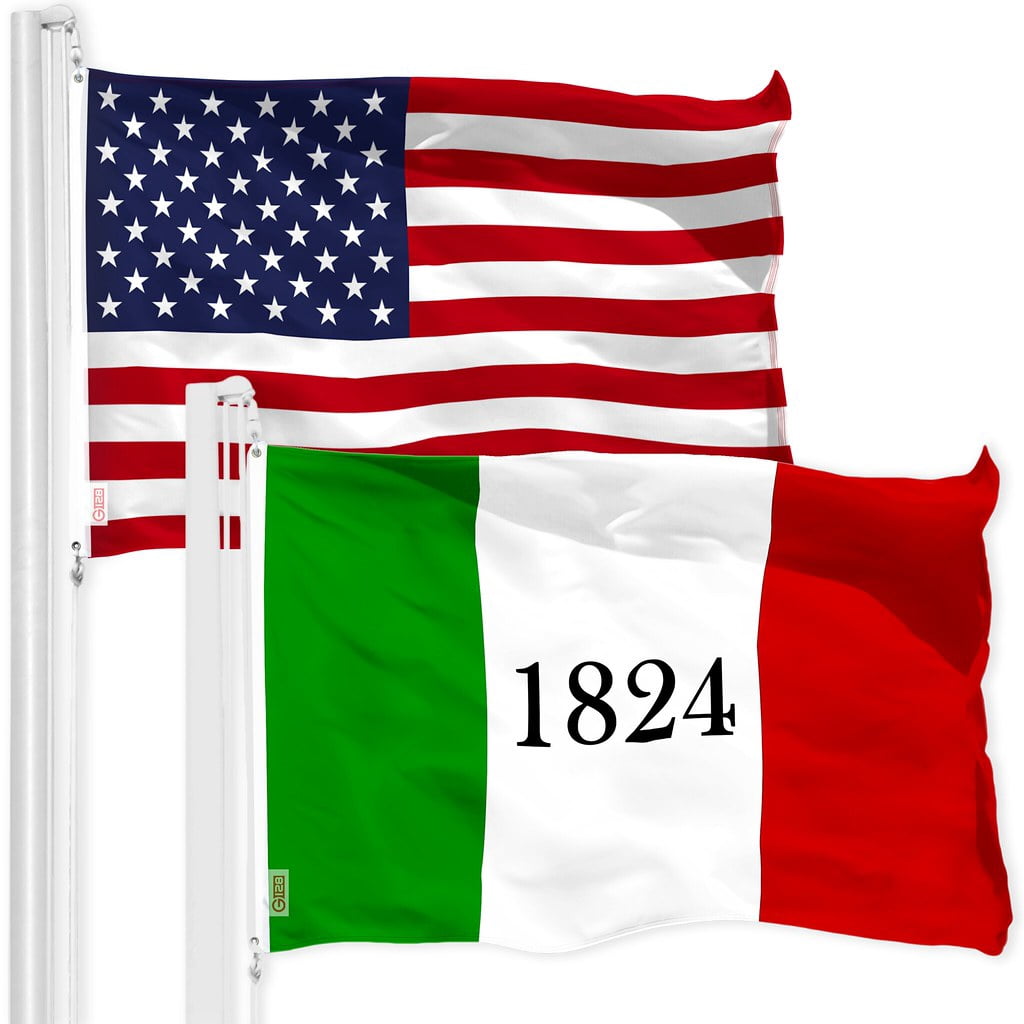 G128 Combo Pack: American USA Flag 3x5 Ft & Alamo 1824 Flag 3x5 Ft, Both Printed 150D Polyester, Indoor/Outdoor, Brass Grommets
