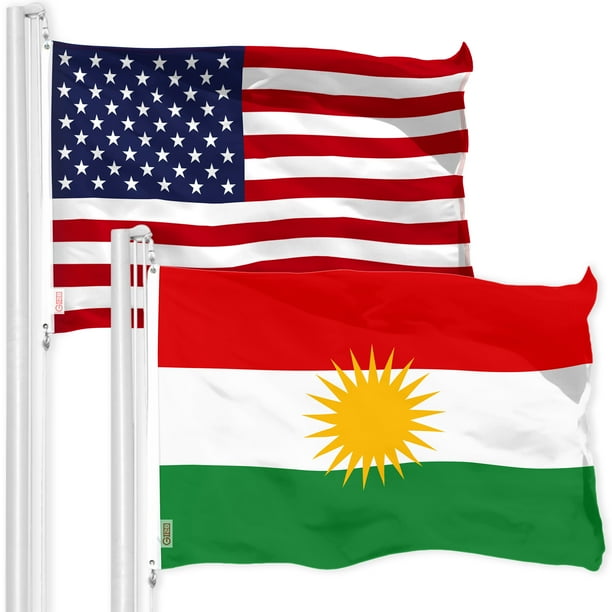 G128 Combo Pack: American USA Flag 3x5 Ft & Kurdistan Region Flag
