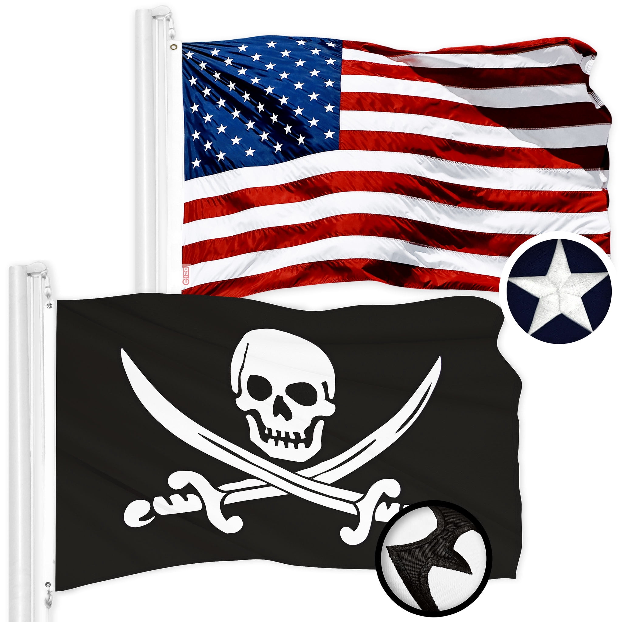 100% Polyester s Flags . Jolly Roger With Crossed Swords. The Skull And ...
