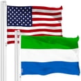 thumbnail image 1 of G128 Combo Pack: American USA Flag 3x5 Ft & Sierra Leone Sierra Leonean Flag | Both LiteWeave Pro Series Printed 150D Polyester, Brass Grommets, 1 of 8