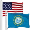thumbnail image 1 of G128 Combo Pack: American USA Flag 3x5 Ft & South Dakota Flag 3x5 Ft, Both Printed 150D Polyester, Indoor/Outdoor, Brass Grommets, 1 of 8